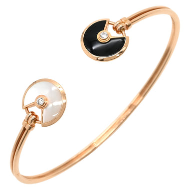 カルティエ Cartier アミュレット ホワイト×ブラック×ピンクゴールド K18PG オニキス マザーオブパール ダイヤモンド #16 ブレスレット 黒 白 オニキス シェル 750 18金 2Pダイヤ