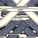 エルメス HERMES カレ140 カレジェアン ブルーマリン×ホワイト×ブルージーン カシミヤ シルク ストール 新品 未使用 【馬銜 バンダナ】