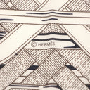 エルメス HERMES カレ140 カレジェアン ホワイト×ブルーマリン×エベンヌ カシミヤ シルク ストール 新品 未使用 【 馬銜 バンダナ 】