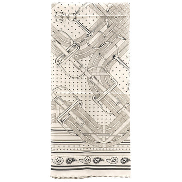 エルメス HERMES カレ140 カレジェアン H244354S ホワイト×ブルーマリン×エベンヌ カシミヤ シルク ストール 新品 未使用 【 馬銜 バンダナ 】