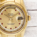 腕時計 ロレックス ROLEX デイデイト 36 118238LR P番 自動巻き メンズ P番 K18YG無垢 純正ダイヤ&ルビー フルーテッドベゼル