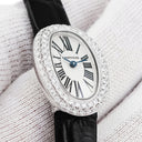 腕時計 カルティエ Cartier ミニベニュワール WB511031 クオーツ レディース K18WG無垢 純正ダイヤ シルバー ローマン オーバル 青針