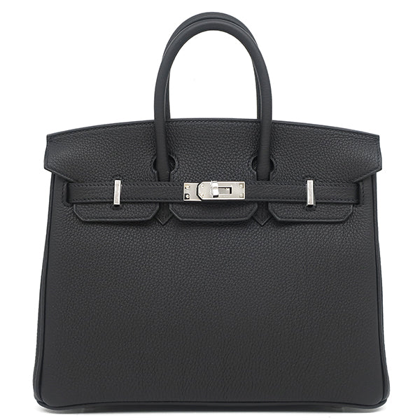 HERMES バーキン 25 ブラック ハンドバッグ エルメス HERMES バーキン25 ブラック トゴ ハンドバッグ シルバー金具