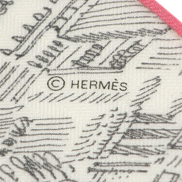 エルメス Hermes カレ140 カレジェアン H244273S ホワイト×グリス×ローズ カシミヤ シルク ストール 新品 未使用 【 ヌーベル シテ カヴァリエール 】