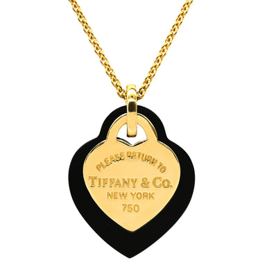 ティファニー Tiffany & Co リターン トゥ ティファニー ダブルハート ブラック×イエローゴールド K18YG オニキス ネックレス T＆Co. オニキス