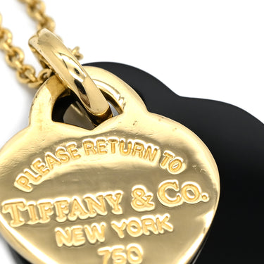 ティファニー Tiffany & Co リターン トゥ ティファニー ダブルハート ブラック×イエローゴールド K18YG オニキス ネックレス T＆Co. オニキス