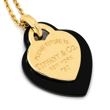 ティファニー Tiffany & Co リターン トゥ ティファニー ダブルハート ブラック×イエローゴールド K18YG オニキス ネックレス T＆Co. オニキス