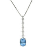 ノンブランド NON BRAND アクアマリン 3.40ct ダイヤ ペンダント ブルー×プラチナシルバー Pt900 アクアマリン ダイヤモンド PT850(チェーン) ネックレス ブルー 青 オーバル プラチナ900 ドロップ スウィング