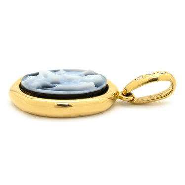 ミキモト MIKIMOTO ペルリータ ストーンカメオ イエローゴールド K18YG ダイヤモンド ストーン ペンダントトップ 18K 750 ネックレストップ
