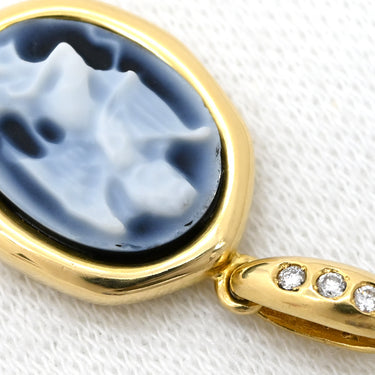 ミキモト MIKIMOTO ペルリータ ストーンカメオ イエローゴールド K18YG ダイヤモンド ストーン ペンダントトップ 18K 750 ネックレストップ