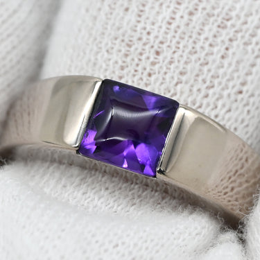 カルティエ Cartier タンク アメジスト パープル×ホワイトゴールド K18WG アメジスト #57 リング 指輪 Au750 18K 18金 スクエアカット 17号