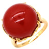 ノンブランド NON BRAND 珊瑚 26.348ct レッド×イエローゴールド K18YG 珊瑚（コーラル） リング 指輪 Au750 18K 18金 大粒 サンゴ さんご コーラル 血赤 セミラウンド 12号