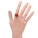 ノンブランド NON BRAND 珊瑚 26.348ct レッド×イエローゴールド K18YG 珊瑚（コーラル） リング 指輪 Au750 18K 18金 大粒 サンゴ さんご コーラル 血赤 セミラウンド 12号