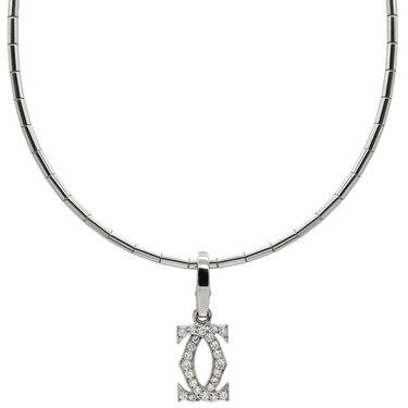 カルティエ Cartier 2C ダイヤ チャーム オメガネックレス ホワイトゴールド K18WG ダイヤモンド ネックレス Cartier ダイヤモンド 18K Au750 WG
