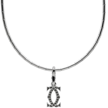 カルティエ Cartier 2C ダイヤ チャーム オメガネックレス ホワイトゴールド K18WG ダイヤモンド ネックレス Cartier ダイヤモンド 18K Au750 WG