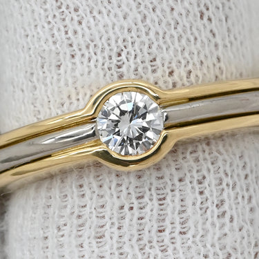 イヴ・サンローラン Yves Saint Laurent コンビカラー ダイヤモンド イエローゴールド×ホワイトゴールド K18YG K18WG ダイヤモンド リング 指輪 Au750 18K 1粒 ソリティア ヴィンテージ 12.5号