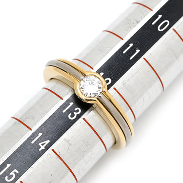 イヴ・サンローラン Yves Saint Laurent コンビカラー ダイヤモンド イエローゴールド×ホワイトゴールド K18YG K18WG ダイヤモンド リング 指輪 Au750 18K 1粒 ソリティア ヴィンテージ 12.5号