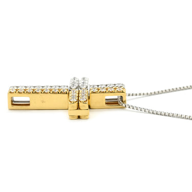 タサキ TASAKI ダイヤ クロス ペンダント ホワイトゴールド×イエローゴールド K18WG K18YG ダイヤモンド ネックレス コンビ 十字架