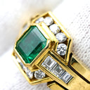 ダミアーニ DAMIANI ヴィンテージ カクテルリング エメラルド ダイヤモンド グリーン×イエローゴールド K18YG エメラルド ダイヤモンド リング 指輪 Au750 18K 18金 11号