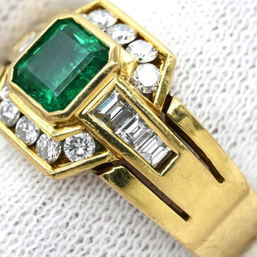 ダミアーニ DAMIANI ヴィンテージ カクテルリング エメラルド ダイヤモンド グリーン×イエローゴールド K18YG エメラルド ダイヤモンド リング 指輪 Au750 18K 18金 11号