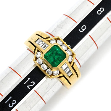 ダミアーニ DAMIANI ヴィンテージ カクテルリング エメラルド ダイヤモンド グリーン×イエローゴールド K18YG エメラルド ダイヤモンド リング 指輪 Au750 18K 18金 11号