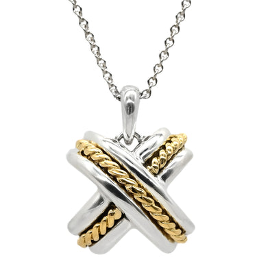 ティファニー Tiffany & Co シグネチャー イエローゴールド×シルバー K18YG シルバー925 ネックレス Au750 18K YG AG925 コンビ