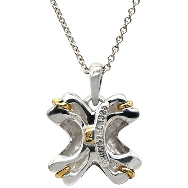 ティファニー Tiffany & Co シグネチャー イエローゴールド×シルバー K18YG シルバー925 ネックレス Au750 18K YG AG925 コンビ