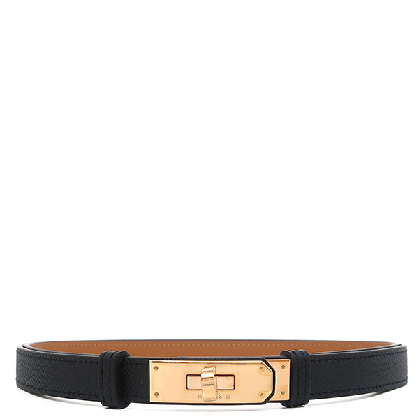 エルメス HERMES ケリー 18 ブラック ヴォーエプソン ベルト ピンク