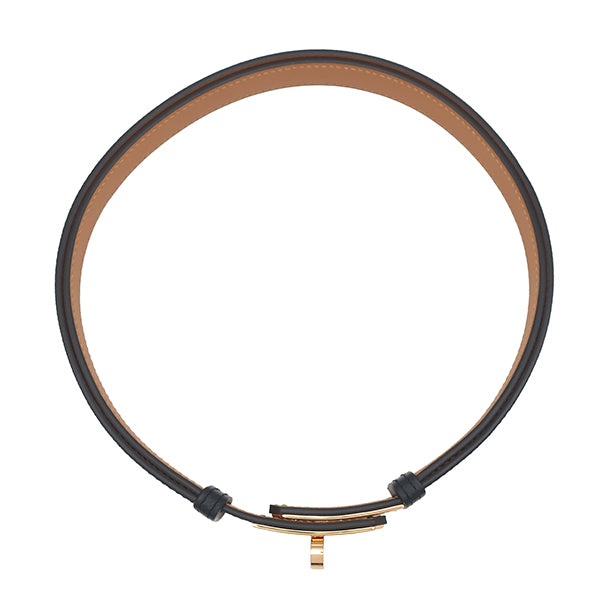 エルメス HERMES ケリー 18 ブラック ヴォーエプソン ベルト ピンク