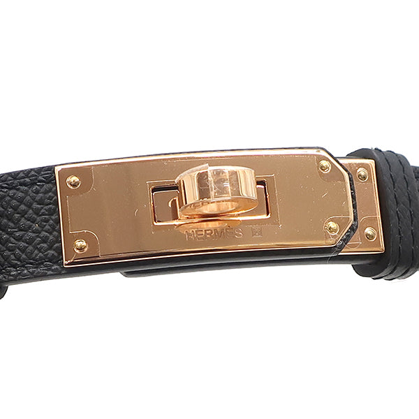 エルメス HERMES ケリー 18 ブラック ヴォーエプソン ベルト ピンク