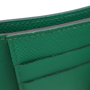 エルメス HERMES ベアン コンビネ ヴェルソ セレスト×ヴェールジェイド ヴォーエプソン 三つ折り財布 ゴールド金具 水色 緑 バイカラー