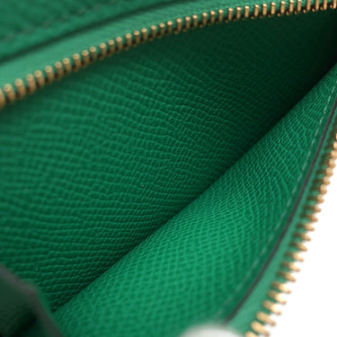 エルメス HERMES ベアン コンビネ ヴェルソ セレスト×ヴェールジェイド ヴォーエプソン 三つ折り財布 ゴールド金具 水色 緑 バイカラー