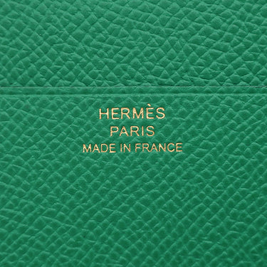 エルメス HERMES ベアン コンビネ ヴェルソ セレスト×ヴェールジェイド ヴォーエプソン 三つ折り財布 ゴールド金具 水色 緑 バイカラー