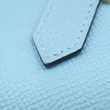 エルメス HERMES ベアン コンビネ ヴェルソ セレスト×ヴェールジェイド ヴォーエプソン 三つ折り財布 ゴールド金具 水色 緑 バイカラー