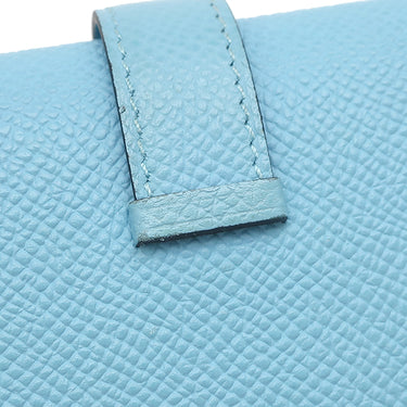 エルメス HERMES ベアン コンビネ ヴェルソ セレスト×ヴェールジェイド ヴォーエプソン 三つ折り財布 ゴールド金具 水色 緑 バイカラー