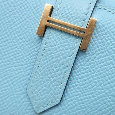 エルメス HERMES ベアン コンビネ ヴェルソ セレスト×ヴェールジェイド ヴォーエプソン 三つ折り財布 ゴールド金具 水色 緑 バイカラー