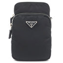 プラダ PRADA Re-Nylon ショルダーポーチ 2ZT024 ブラック ナイロン レザー ショルダーバッグ シルバー金具 フォンポーチ スマホショルダー トライアングルロゴ
