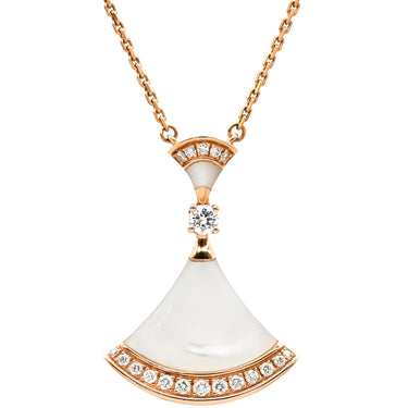 ブルガリ Bvlgari ディーヴァ ドリーム 356452 ホワイトパール×ピンクゴールド K18PG ダイヤモンド マザーオブパール ネックレス 18K PG RG ダイヤモンド パール 扇形