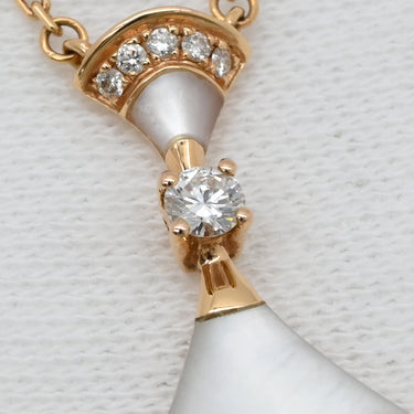 ブルガリ Bvlgari ディーヴァ ドリーム 356452 ホワイトパール×ピンクゴールド K18PG ダイヤモンド マザーオブパール ネックレス 18K PG RG ダイヤモンド パール 扇形