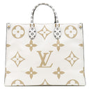 ルイヴィトン LOUIS VUITTON オンザゴーGM M44571 ホワイト×カーキ レザー モノグラムジャイアントキャンバス トートバッグ ゴールド金具 白 緑 ベージュ ショルダー