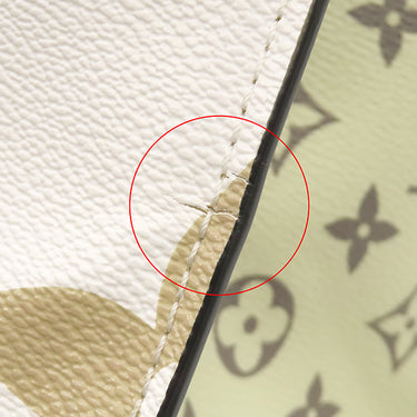 ルイヴィトン LOUIS VUITTON オンザゴーGM M44571 ホワイト×カーキ レザー モノグラムジャイアントキャンバス トートバッグ ゴールド金具 白 緑 ベージュ ショルダー