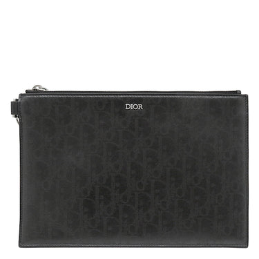 クリスチャン・ディオール Christian Dior オブリーク ギャラクシー クラッチ ブラック レザー クラッチバッグ シルバー金具 黒 ロゴ 総柄
