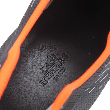 エルメス HERMES エクレール H2210982Z ブラック×オレンジ ファブリック #40 1/2 スニーカー 黒 Hロゴ スリッポンスニーカー メッシュ