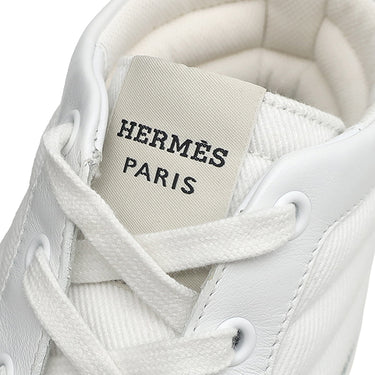 エルメス HERMES ハイカット H231714Z ホワイト×オレンジ キャンバス レザー #40.5 スニーカー 白 黒 オレンジ ソルド品