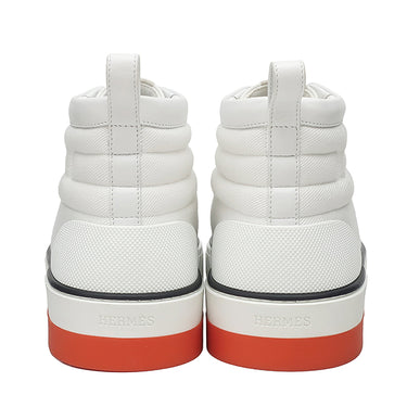 エルメス HERMES ハイカット H231714Z ホワイト×オレンジ キャンバス レザー #40.5 スニーカー 白 黒 オレンジ ソルド品