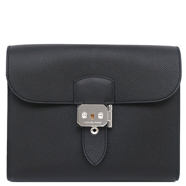 エルメス HERMES サックアデペッシュ 21 ブラック ヴォーエプソン ショルダーバッグ シルバー金具 黒