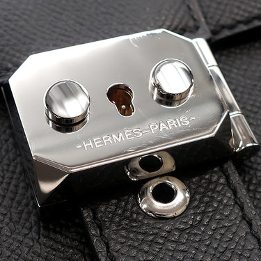 エルメス HERMES サックアデペッシュ 21 ブラック ヴォーエプソン ショルダーバッグ シルバー金具 黒