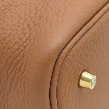 エルメス Hermes ピコタンロックMM ゴールド トリヨンクレマンス ハンドバッグ ゴールド金具 茶 2025年製