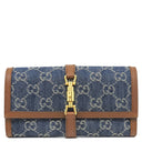 グッチ GUCCI ジャッキー1961 チェーン付き ウォレット 652681 ブルー×ブラウン レザー GGジャガードデニム チェーンウォレット ゴールド金具 デニム ショルダー