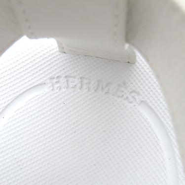 エルメス HERMES エニド ホワイト レザー #36 1/2 サンダル 白 Hディアマン バックル ソルド品